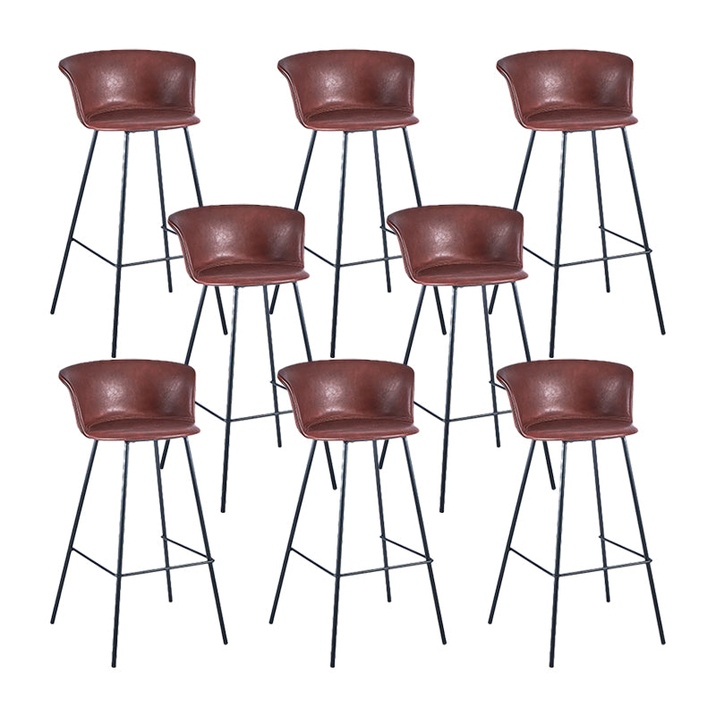 Indoor Leather Bar & Counter Stool Industrial Footrest Low Back Bucket Counter Chair Red 8 Piece Set Clearhalo 'Bar Furniture' 'Bar Stools' 'bar_stools' 'furn' 'furn_bar_stools' 'Furniture' 'Kitchen & Dining Furniture' 6122416