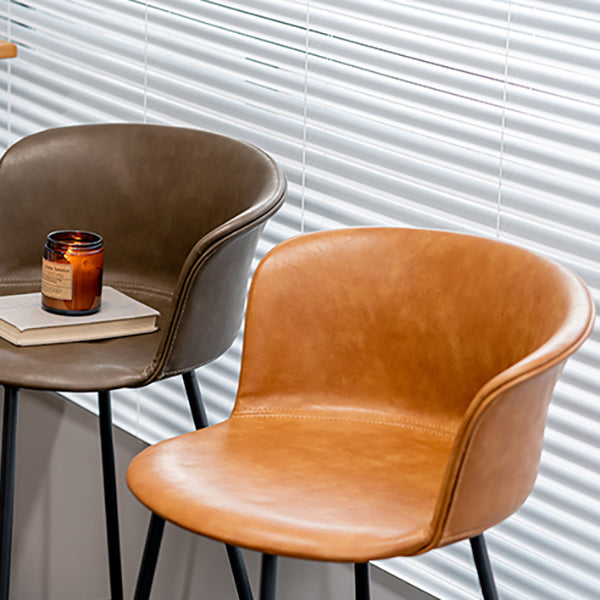 Indoor Leather Bar & Counter Stool Industrial Footrest Low Back Bucket Counter Chair Clearhalo 'Bar Furniture' 'Bar Stools' 'bar_stools' 'furn' 'furn_bar_stools' 'Furniture' 'Kitchen & Dining Furniture' 6122417