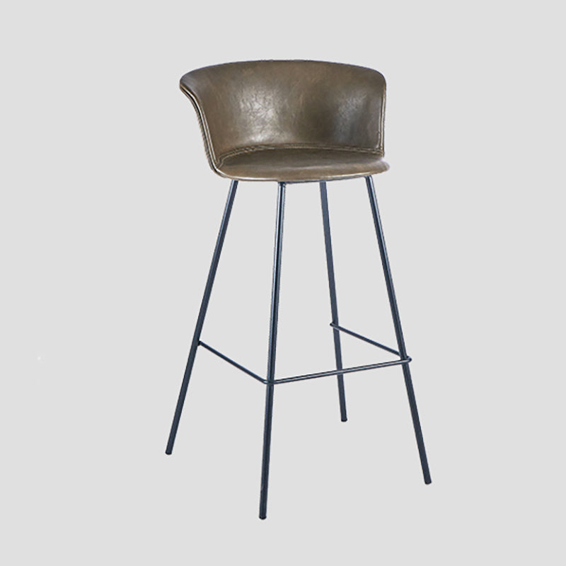 Indoor Leather Bar & Counter Stool Industrial Footrest Low Back Bucket Counter Chair Dark Coffee 1 Piece Clearhalo 'Bar Furniture' 'Bar Stools' 'bar_stools' 'furn' 'furn_bar_stools' 'Furniture' 'Kitchen & Dining Furniture' 6122418