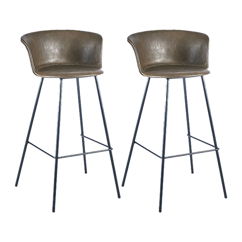 Indoor Leather Bar & Counter Stool Industrial Footrest Low Back Bucket Counter Chair Dark Coffee 2 Piece Set Clearhalo 'Bar Furniture' 'Bar Stools' 'bar_stools' 'furn' 'furn_bar_stools' 'Furniture' 'Kitchen & Dining Furniture' 6122419