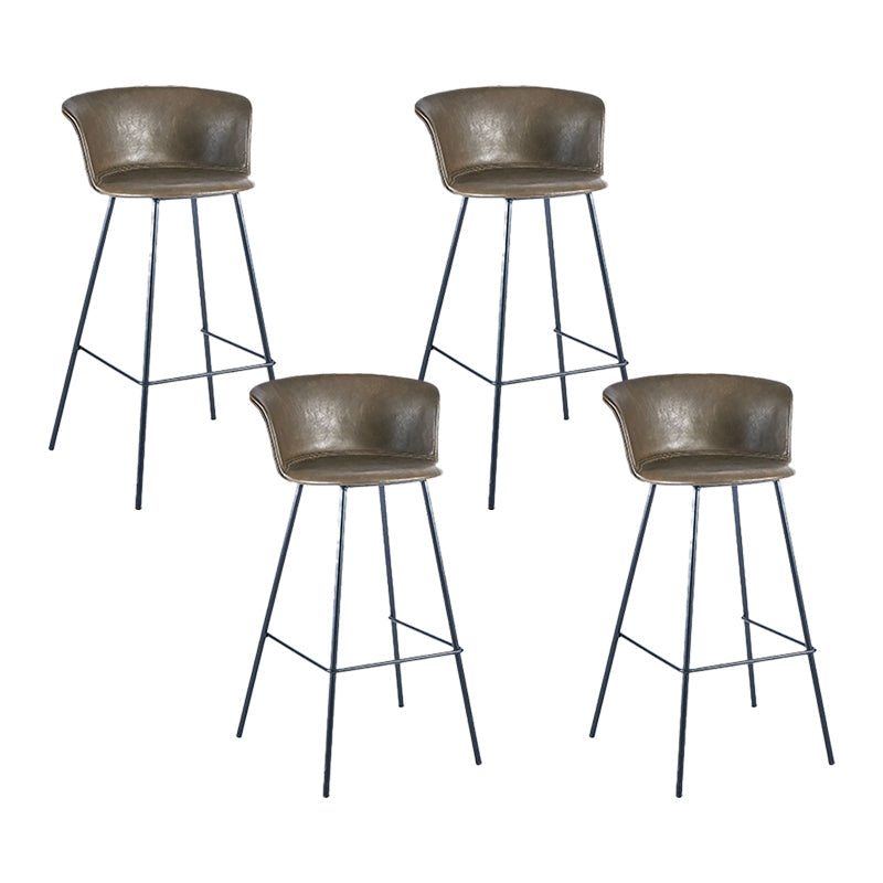 Indoor Leather Bar & Counter Stool Industrial Footrest Low Back Bucket Counter Chair Dark Coffee 4 Piece Set Clearhalo 'Bar Furniture' 'Bar Stools' 'bar_stools' 'furn' 'furn_bar_stools' 'Furniture' 'Kitchen & Dining Furniture' 6122422