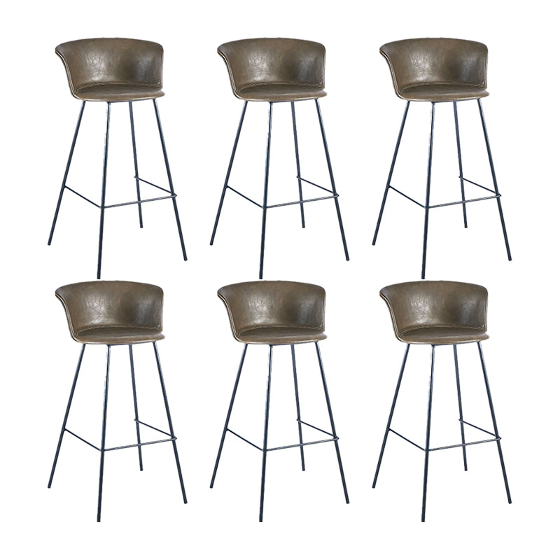Indoor Leather Bar & Counter Stool Industrial Footrest Low Back Bucket Counter Chair Dark Coffee 6 Piece Set Clearhalo 'Bar Furniture' 'Bar Stools' 'bar_stools' 'furn' 'furn_bar_stools' 'Furniture' 'Kitchen & Dining Furniture' 6122424