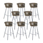 Indoor Leather Bar & Counter Stool Industrial Footrest Low Back Bucket Counter Chair Dark Coffee 8 Piece Set Clearhalo 'Bar Furniture' 'Bar Stools' 'bar_stools' 'furn' 'furn_bar_stools' 'Furniture' 'Kitchen & Dining Furniture' 6122426