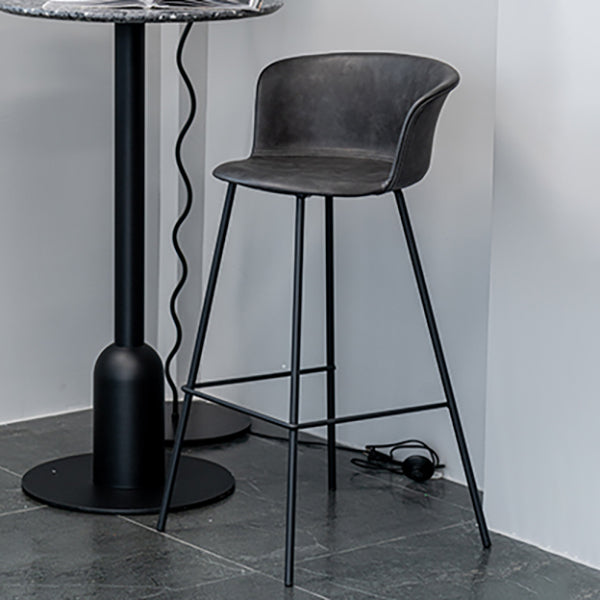 Indoor Leather Bar & Counter Stool Industrial Footrest Low Back Bucket Counter Chair Grey 1 Piece Clearhalo 'Bar Furniture' 'Bar Stools' 'bar_stools' 'furn' 'furn_bar_stools' 'Furniture' 'Kitchen & Dining Furniture' 6122428