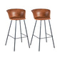 Indoor Leather Bar & Counter Stool Industrial Footrest Low Back Bucket Counter Chair Brown 2 Piece Set Clearhalo 'Bar Furniture' 'Bar Stools' 'bar_stools' 'furn' 'furn_bar_stools' 'Furniture' 'Kitchen & Dining Furniture' 6122429