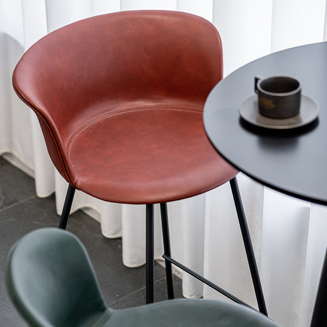 Indoor Leather Bar & Counter Stool Industrial Footrest Low Back Bucket Counter Chair Clearhalo 'Bar Furniture' 'Bar Stools' 'bar_stools' 'furn' 'furn_bar_stools' 'Furniture' 'Kitchen & Dining Furniture' 6122430