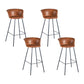 Indoor Leather Bar & Counter Stool Industrial Footrest Low Back Bucket Counter Chair Brown 4 Piece Set Clearhalo 'Bar Furniture' 'Bar Stools' 'bar_stools' 'furn' 'furn_bar_stools' 'Furniture' 'Kitchen & Dining Furniture' 6122431