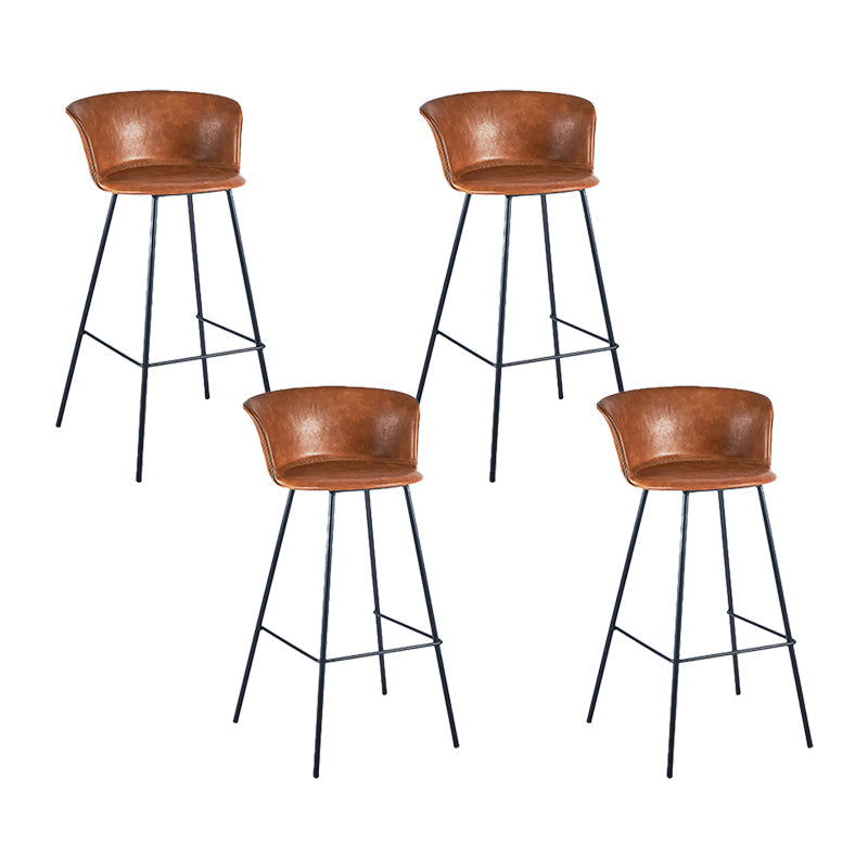 Indoor Leather Bar & Counter Stool Industrial Footrest Low Back Bucket Counter Chair Brown 4 Piece Set Clearhalo 'Bar Furniture' 'Bar Stools' 'bar_stools' 'furn' 'furn_bar_stools' 'Furniture' 'Kitchen & Dining Furniture' 6122431