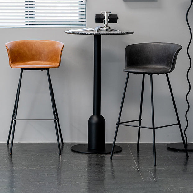 Indoor Leather Bar & Counter Stool Industrial Footrest Low Back Bucket Counter Chair Clearhalo 'Bar Furniture' 'Bar Stools' 'bar_stools' 'furn' 'furn_bar_stools' 'Furniture' 'Kitchen & Dining Furniture' 6122432