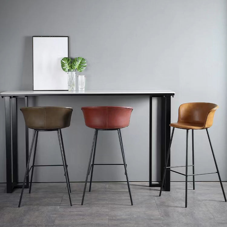 Indoor Leather Bar & Counter Stool Industrial Footrest Low Back Bucket Counter Chair Clearhalo 'Bar Furniture' 'Bar Stools' 'bar_stools' 'furn' 'furn_bar_stools' 'Furniture' 'Kitchen & Dining Furniture' 6122436