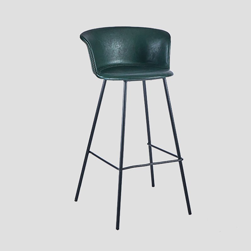 Indoor Leather Bar & Counter Stool Industrial Footrest Low Back Bucket Counter Chair Blackish Green 1 Piece Clearhalo 'Bar Furniture' 'Bar Stools' 'bar_stools' 'furn' 'furn_bar_stools' 'Furniture' 'Kitchen & Dining Furniture' 6122437