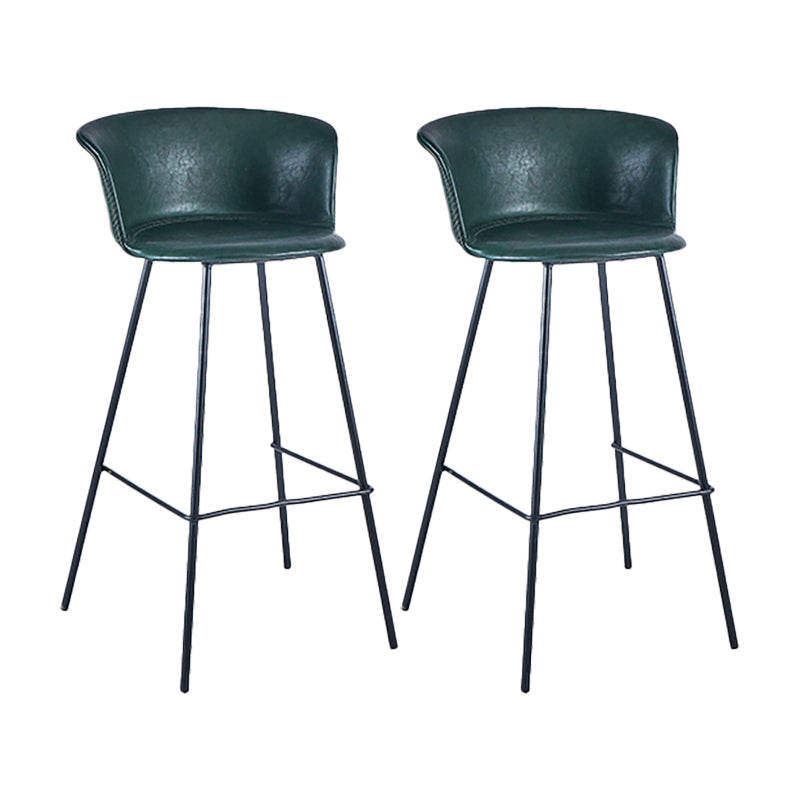 Indoor Leather Bar & Counter Stool Industrial Footrest Low Back Bucket Counter Chair Blackish Green 2 Piece Set Clearhalo 'Bar Furniture' 'Bar Stools' 'bar_stools' 'furn' 'furn_bar_stools' 'Furniture' 'Kitchen & Dining Furniture' 6122438