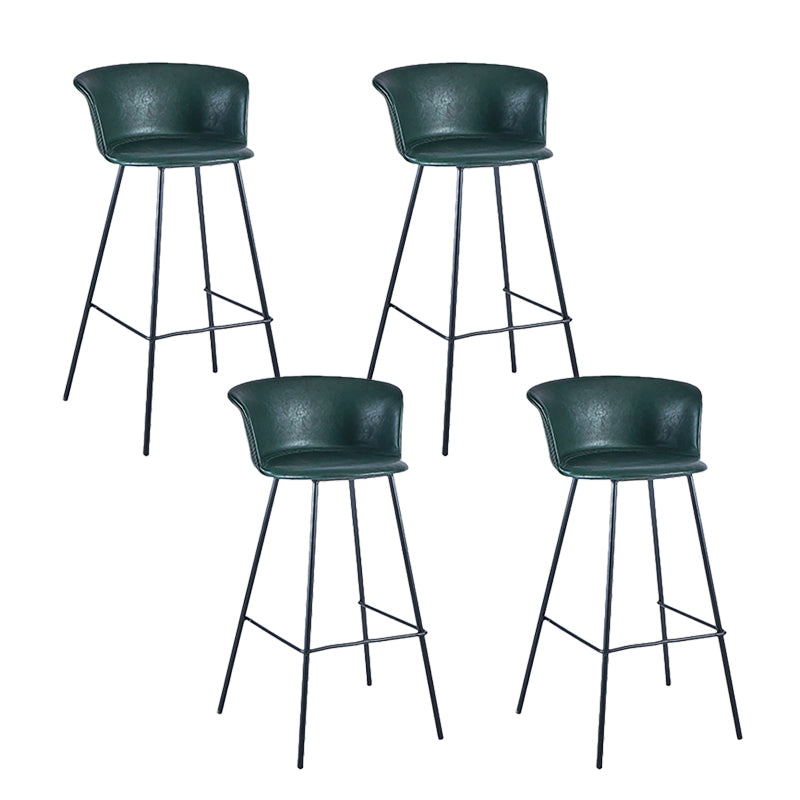Indoor Leather Bar & Counter Stool Industrial Footrest Low Back Bucket Counter Chair Blackish Green 4 Piece Set Clearhalo 'Bar Furniture' 'Bar Stools' 'bar_stools' 'furn' 'furn_bar_stools' 'Furniture' 'Kitchen & Dining Furniture' 6122439