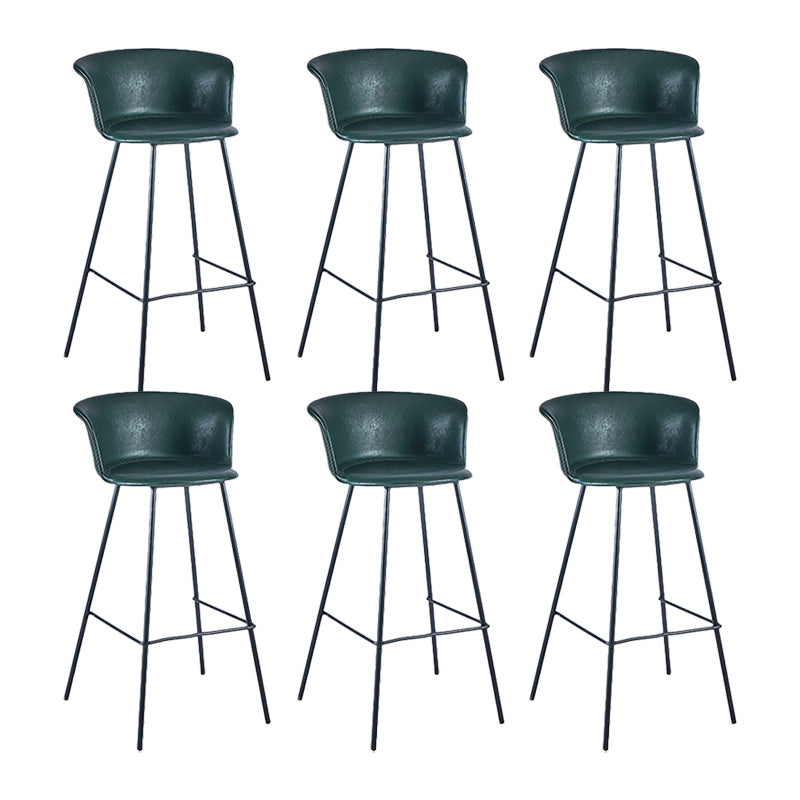 Indoor Leather Bar & Counter Stool Industrial Footrest Low Back Bucket Counter Chair Blackish Green 6 Piece Set Clearhalo 'Bar Furniture' 'Bar Stools' 'bar_stools' 'furn' 'furn_bar_stools' 'Furniture' 'Kitchen & Dining Furniture' 6122440