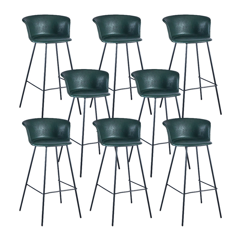 Indoor Leather Bar & Counter Stool Industrial Footrest Low Back Bucket Counter Chair Blackish Green 8 Piece Set Clearhalo 'Bar Furniture' 'Bar Stools' 'bar_stools' 'furn' 'furn_bar_stools' 'Furniture' 'Kitchen & Dining Furniture' 6122441