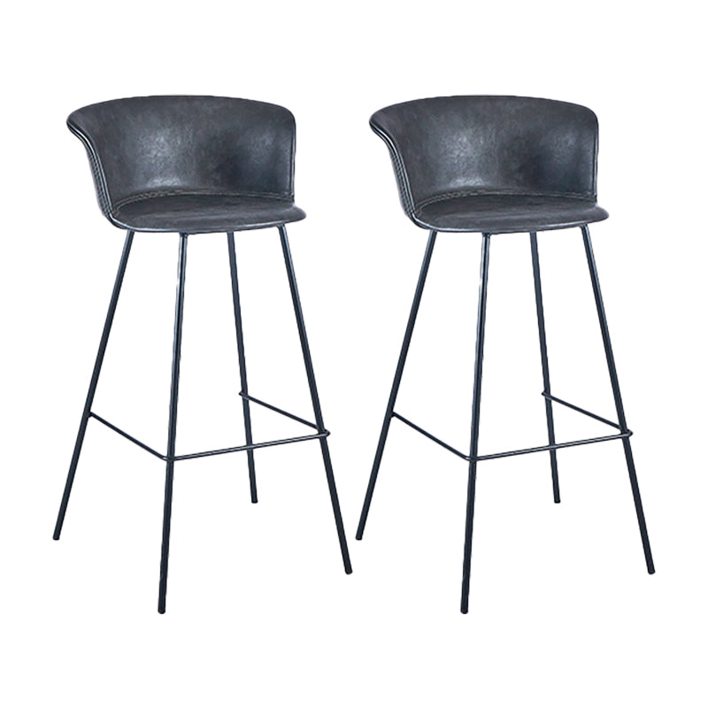 Indoor Leather Bar & Counter Stool Industrial Footrest Low Back Bucket Counter Chair Grey 2 Piece Set Clearhalo 'Bar Furniture' 'Bar Stools' 'bar_stools' 'furn' 'furn_bar_stools' 'Furniture' 'Kitchen & Dining Furniture' 6122442