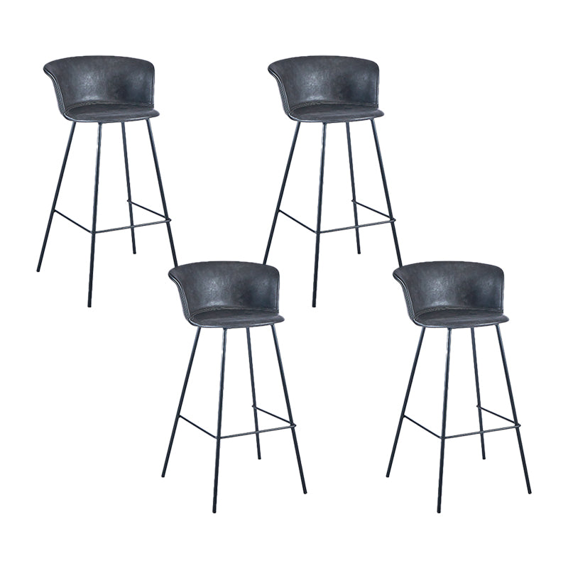 Indoor Leather Bar & Counter Stool Industrial Footrest Low Back Bucket Counter Chair Grey 4 Piece Set Clearhalo 'Bar Furniture' 'Bar Stools' 'bar_stools' 'furn' 'furn_bar_stools' 'Furniture' 'Kitchen & Dining Furniture' 6122443