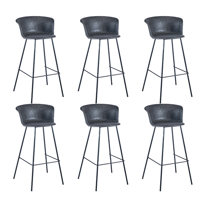 Indoor Leather Bar & Counter Stool Industrial Footrest Low Back Bucket Counter Chair Grey 6 Piece Set Clearhalo 'Bar Furniture' 'Bar Stools' 'bar_stools' 'furn' 'furn_bar_stools' 'Furniture' 'Kitchen & Dining Furniture' 6122444