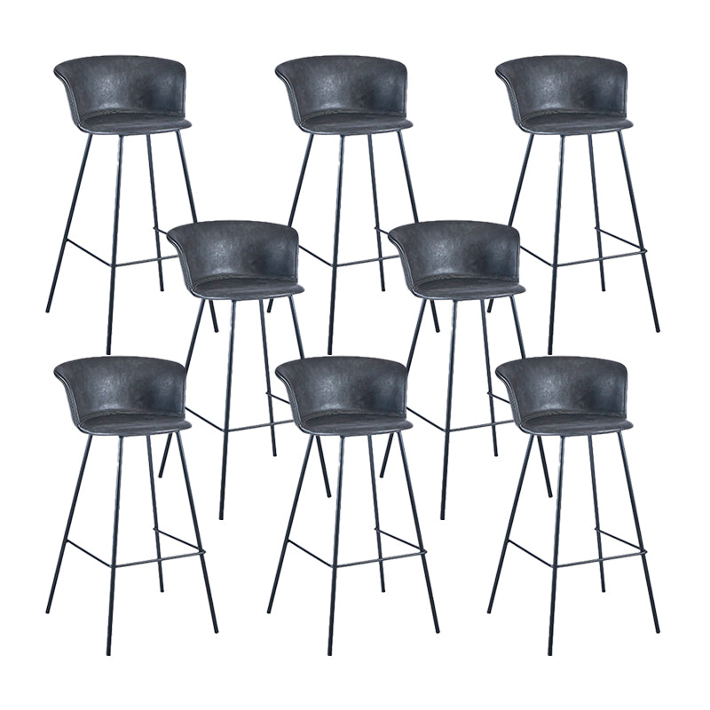 Indoor Leather Bar & Counter Stool Industrial Footrest Low Back Bucket Counter Chair Grey 8 Piece Set Clearhalo 'Bar Furniture' 'Bar Stools' 'bar_stools' 'furn' 'furn_bar_stools' 'Furniture' 'Kitchen & Dining Furniture' 6122445