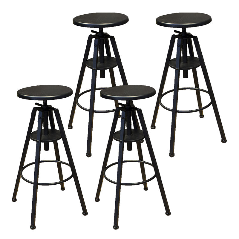 Industrial Adjustable Height Counter Chair Footrest Metal Counter Bar Stool in Black