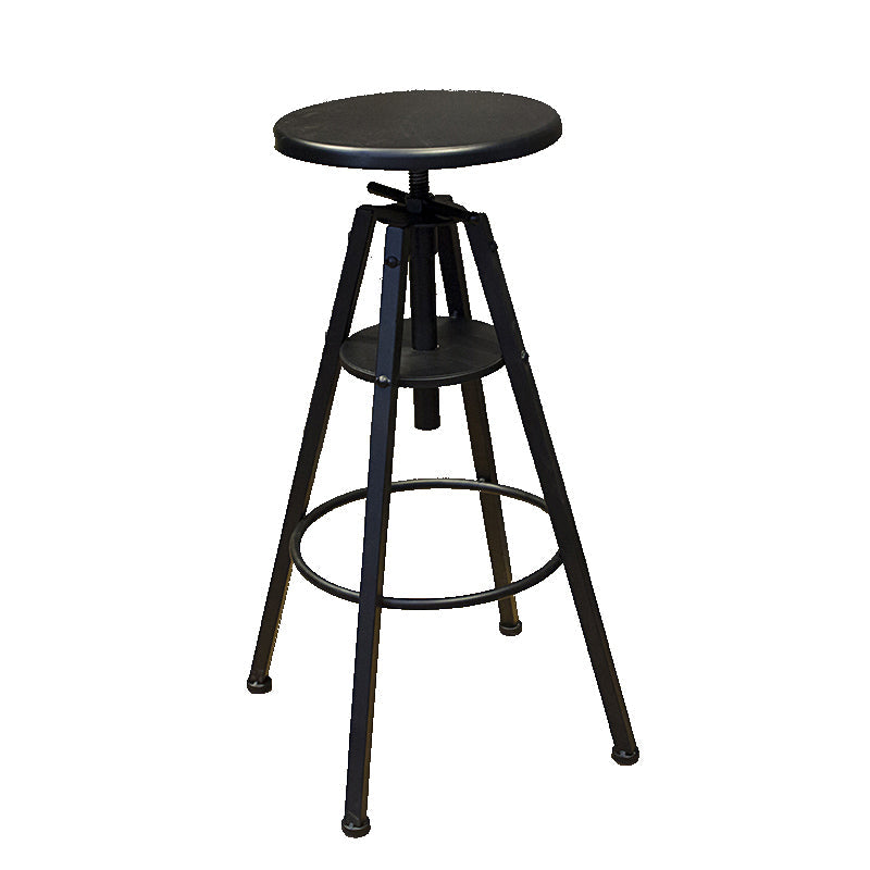 Industrial Adjustable Height Counter Chair Footrest Metal Counter Bar Stool in Black
