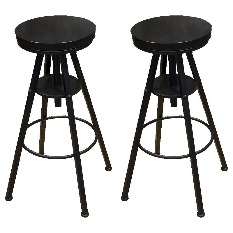 Industrial Adjustable Height Counter Chair Footrest Metal Counter Bar Stool in Black