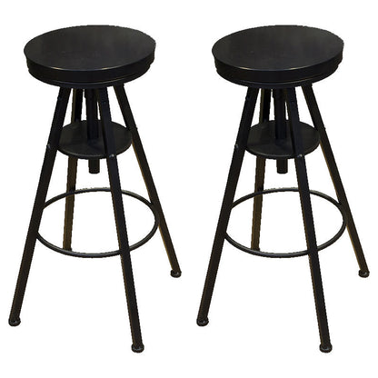 Industrial Adjustable Height Counter Chair Footrest Metal Counter Bar Stool in Black