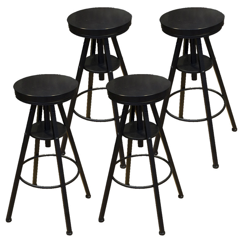 Industrial Adjustable Height Counter Chair Footrest Metal Counter Bar Stool in Black