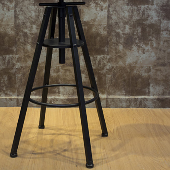 Industrial Adjustable Height Counter Chair Footrest Metal Counter Bar Stool in Black