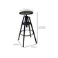 Industrial Adjustable Height Counter Chair Footrest Metal Counter Bar Stool in Black