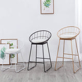 Glam Bucket Bar-stool Upholstered Footrest Low Back Shop Counter & Bar Stool