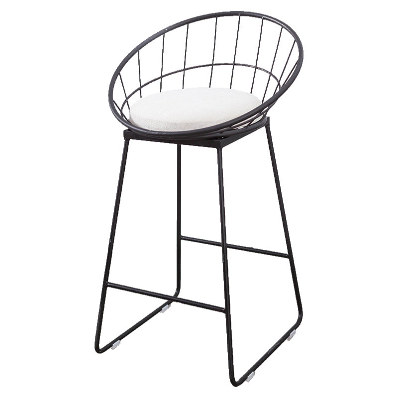 Glam Bucket Bar-stool Upholstered Footrest Low Back Shop Counter & Bar Stool