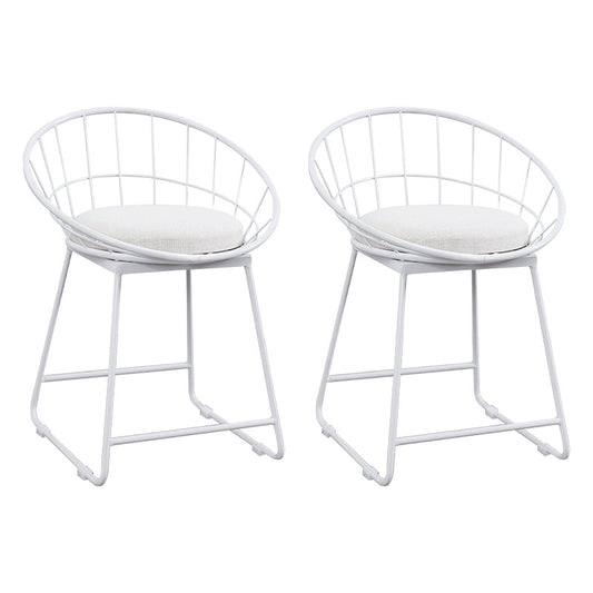 Glam Bucket Bar-stool Upholstered Footrest Low Back Shop Counter & Bar Stool White 2 Piece Set Short Stool(18"H)