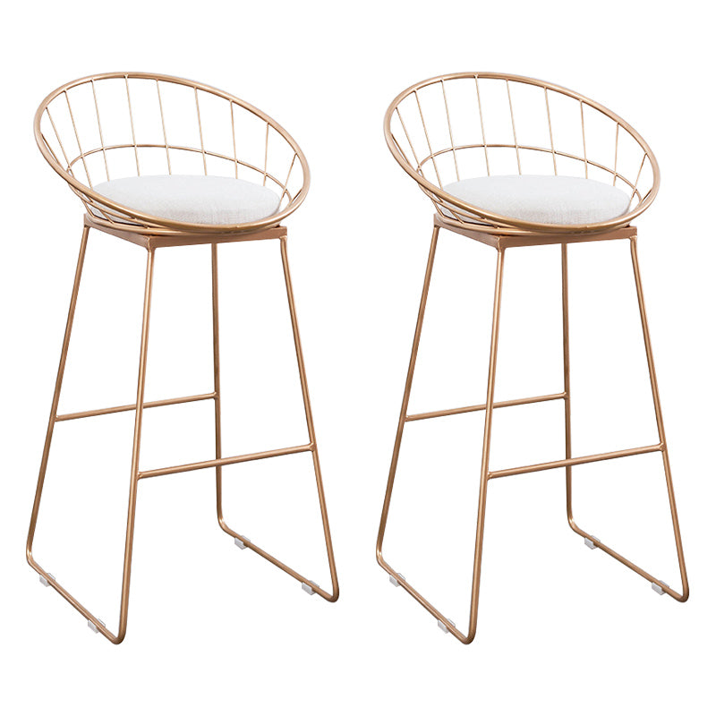 Glam Bucket Bar-stool Upholstered Footrest Low Back Shop Counter & Bar Stool