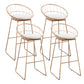 Glam Bucket Bar-stool Upholstered Footrest Low Back Shop Counter & Bar Stool