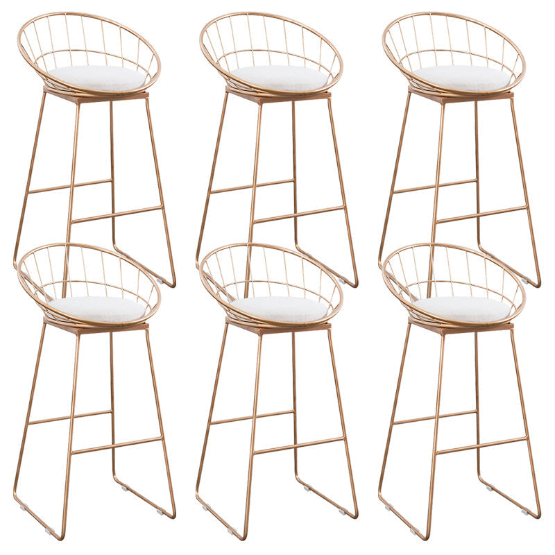 Glam Bucket Bar-stool Upholstered Footrest Low Back Shop Counter & Bar Stool