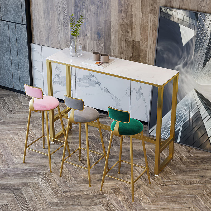 Nordic Backrest Armless Counter Stool Iron Cafe Bar Stool with  Pedal and Cushion