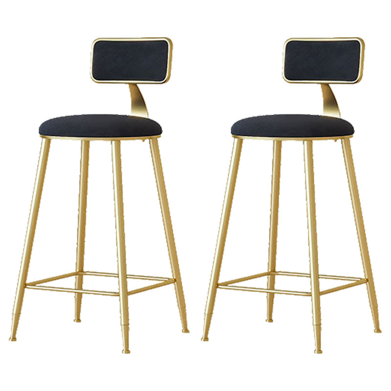 Nordic Backrest Armless Counter Stool Iron Cafe Bar Stool with  Pedal and Cushion