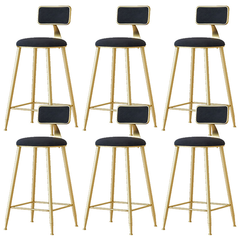 Nordic Backrest Armless Counter Stool Iron Cafe Bar Stool with  Pedal and Cushion