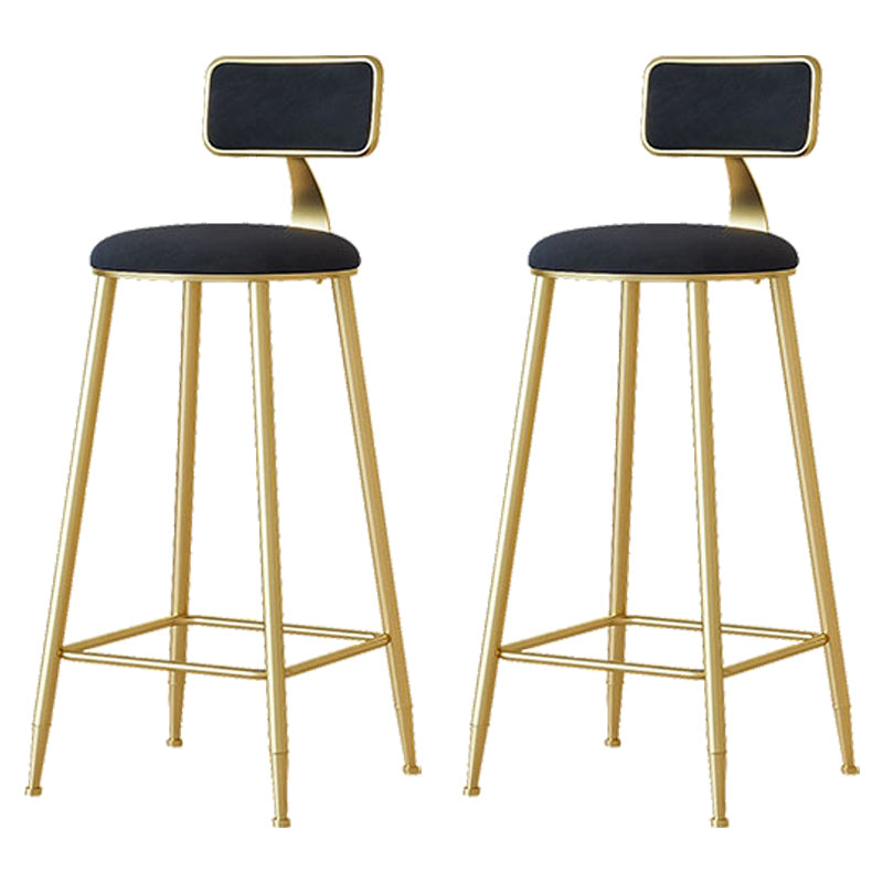 Nordic Backrest Armless Counter Stool Iron Cafe Bar Stool with  Pedal and Cushion