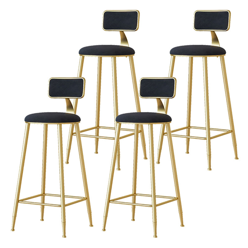 Nordic Backrest Armless Counter Stool Iron Cafe Bar Stool with  Pedal and Cushion