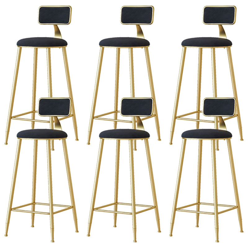 Nordic Backrest Armless Counter Stool Iron Cafe Bar Stool with  Pedal and Cushion