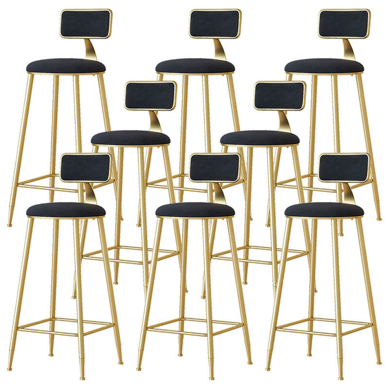 Nordic Backrest Armless Counter Stool Iron Cafe Bar Stool with  Pedal and Cushion