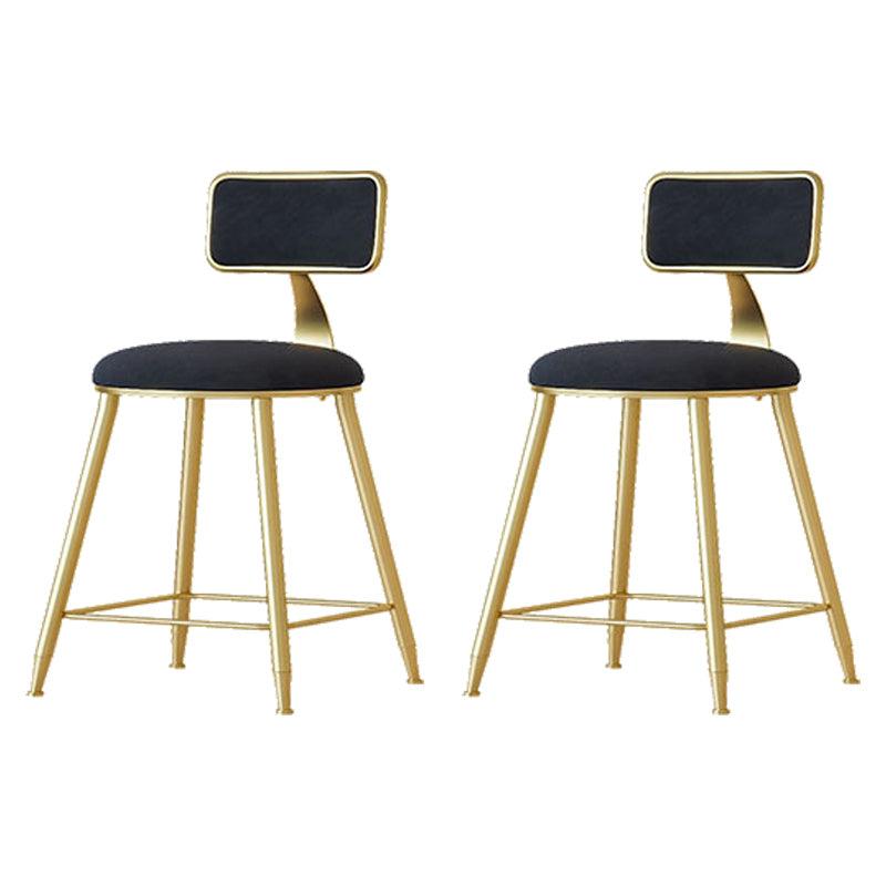 Nordic Backrest Armless Counter Stool Iron Cafe Bar Stool with  Pedal and Cushion