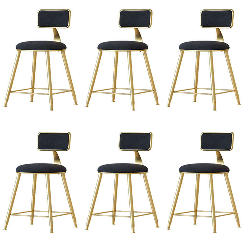 Nordic Backrest Armless Counter Stool Iron Cafe Bar Stool with  Pedal and Cushion