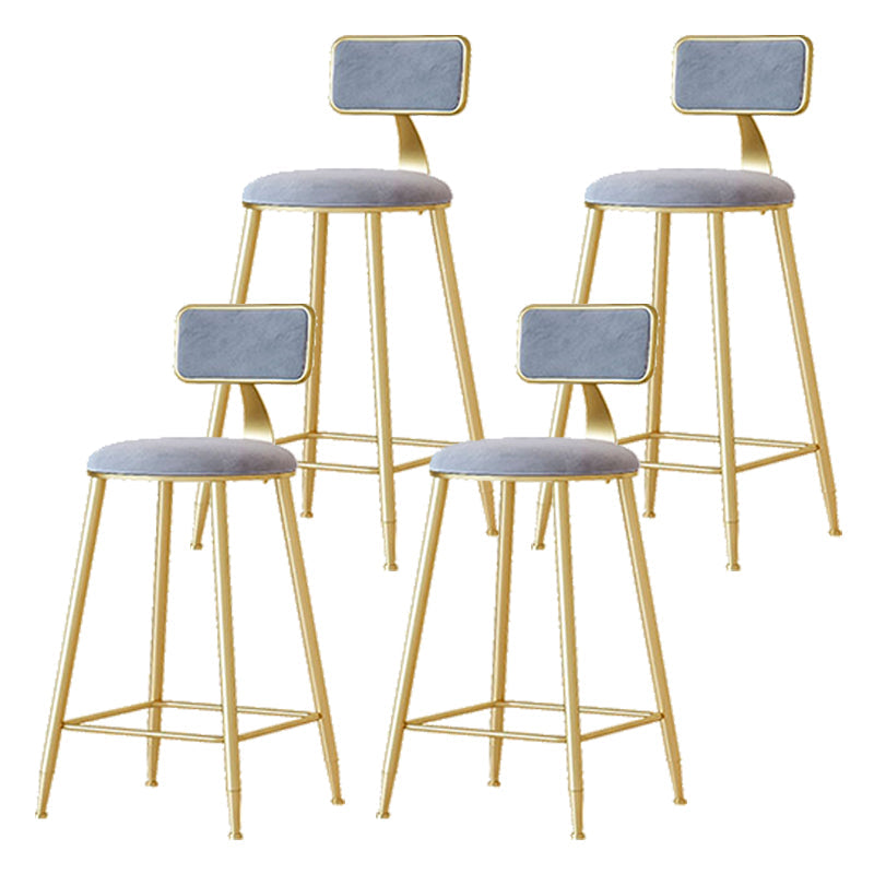 Nordic Backrest Armless Counter Stool Iron Cafe Bar Stool with  Pedal and Cushion