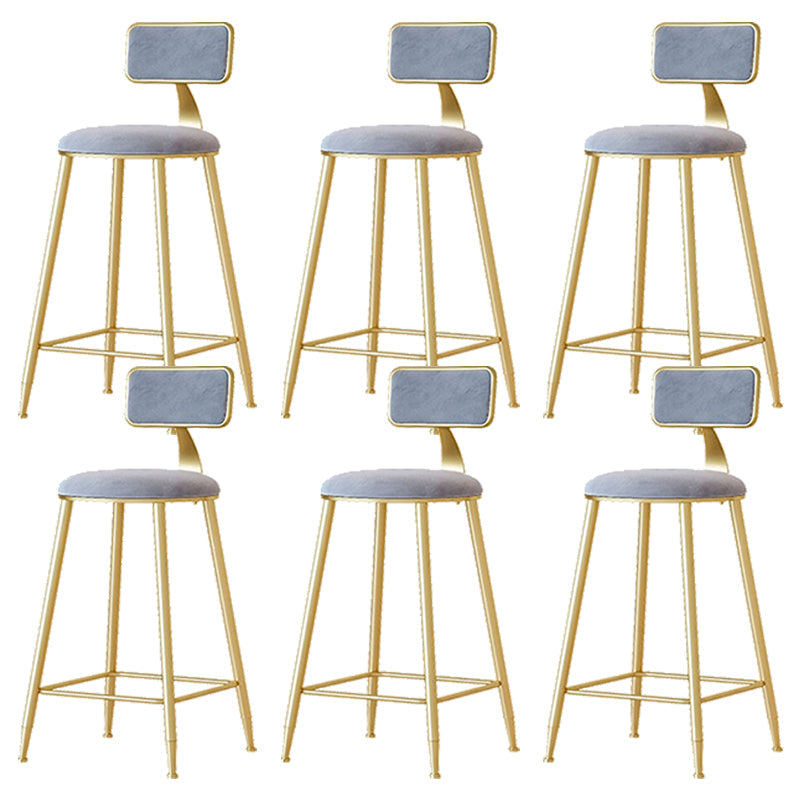 Nordic Backrest Armless Counter Stool Iron Cafe Bar Stool with  Pedal and Cushion