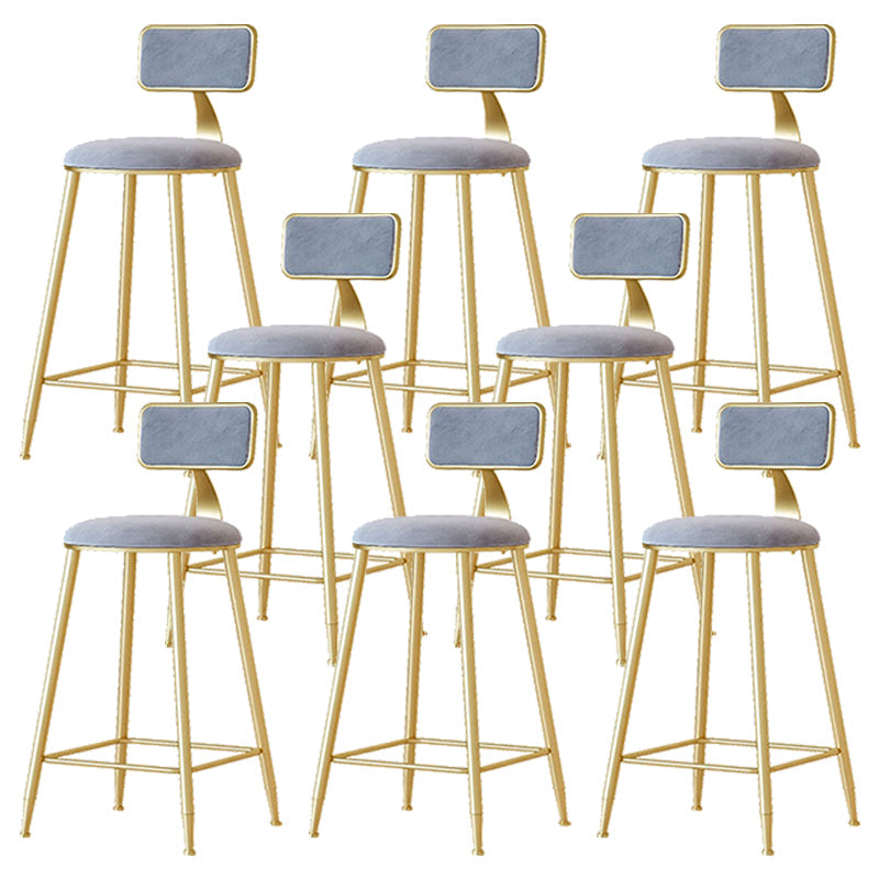 Nordic Backrest Armless Counter Stool Iron Cafe Bar Stool with  Pedal and Cushion