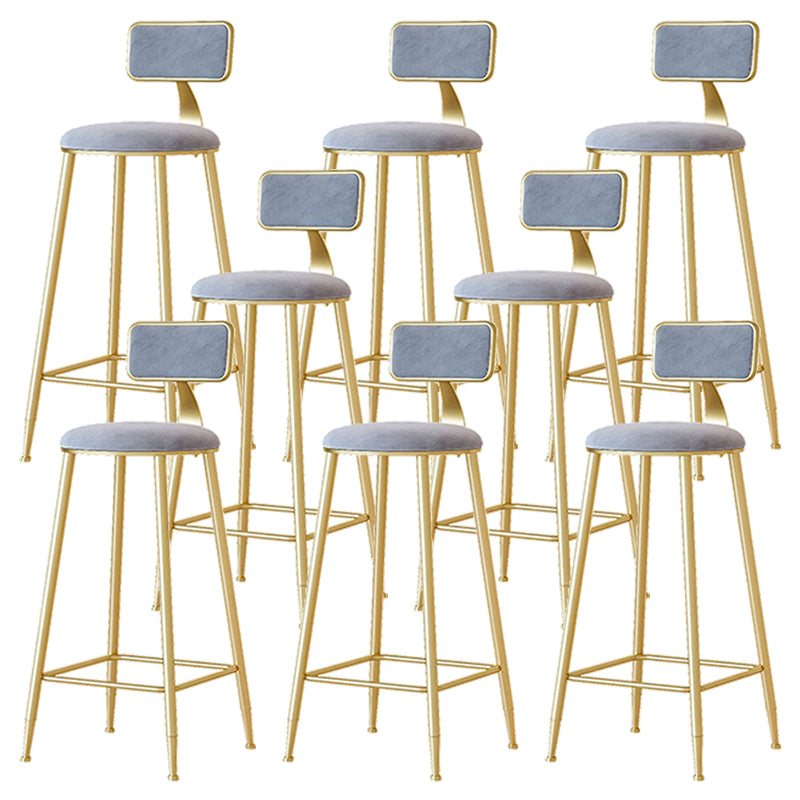 Nordic Backrest Armless Counter Stool Iron Cafe Bar Stool with  Pedal and Cushion