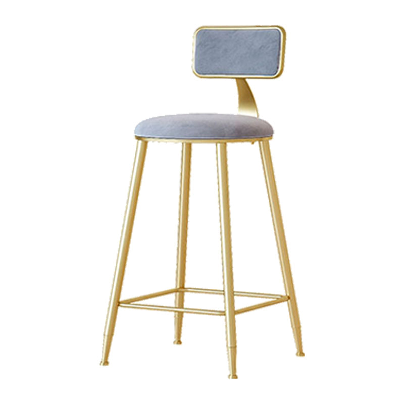 Nordic Backrest Armless Counter Stool Iron Cafe Bar Stool with  Pedal and Cushion